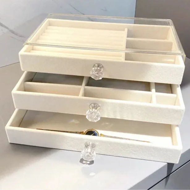 Velvet acrylic jewelry organizer